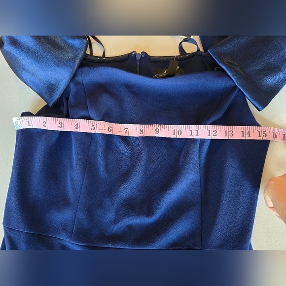 Adrianna Papell Stretch Crepe Off The Shoulder Long Column Gown With Bows Sz 10. - Picture 8 of 10